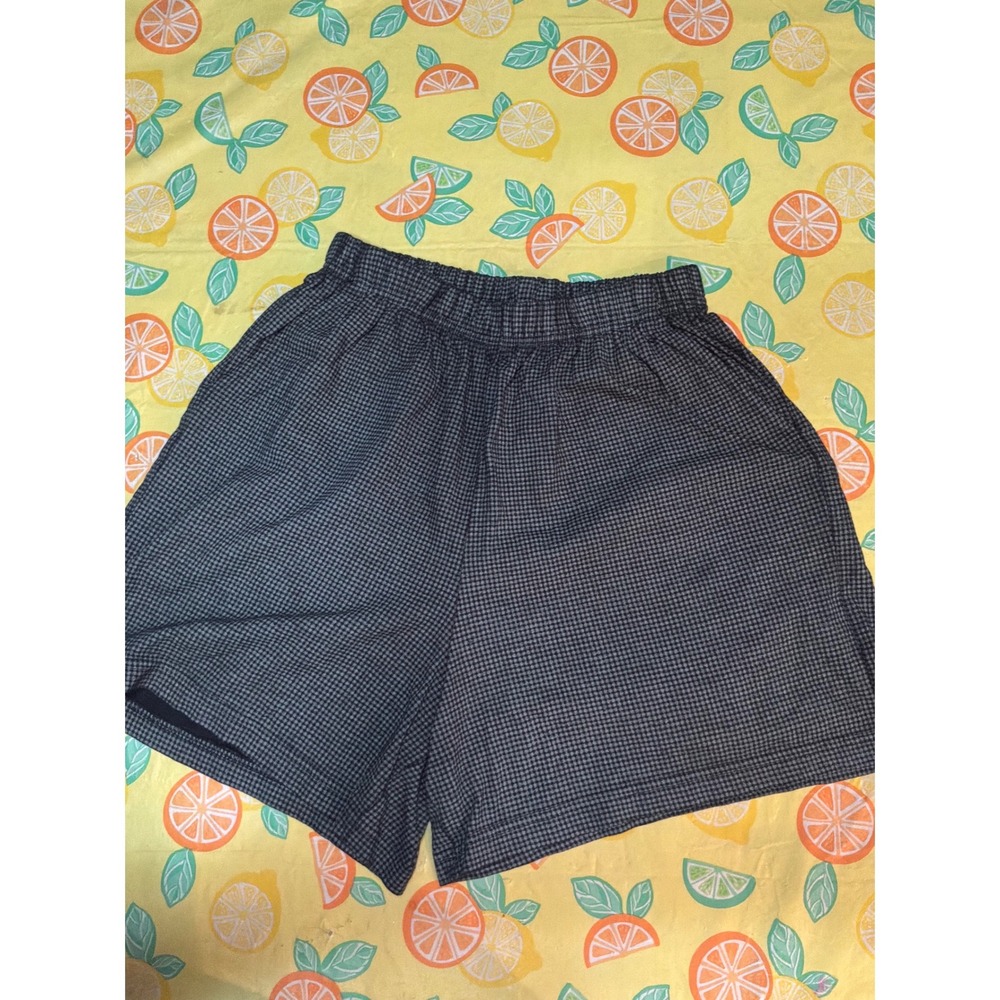 Dark‎ Academia Womens Kantoo Houndstooth Elastic Waist Shorts Medium Black White